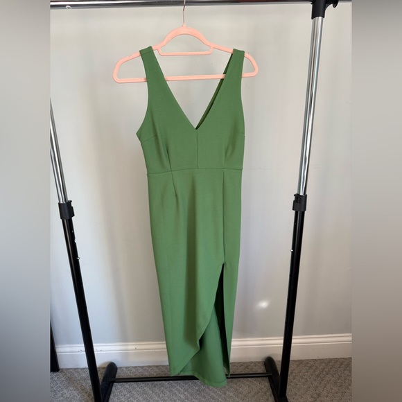 Abercrombie & Fitch Green Midi Dress with Slit - Picture 2 of 4